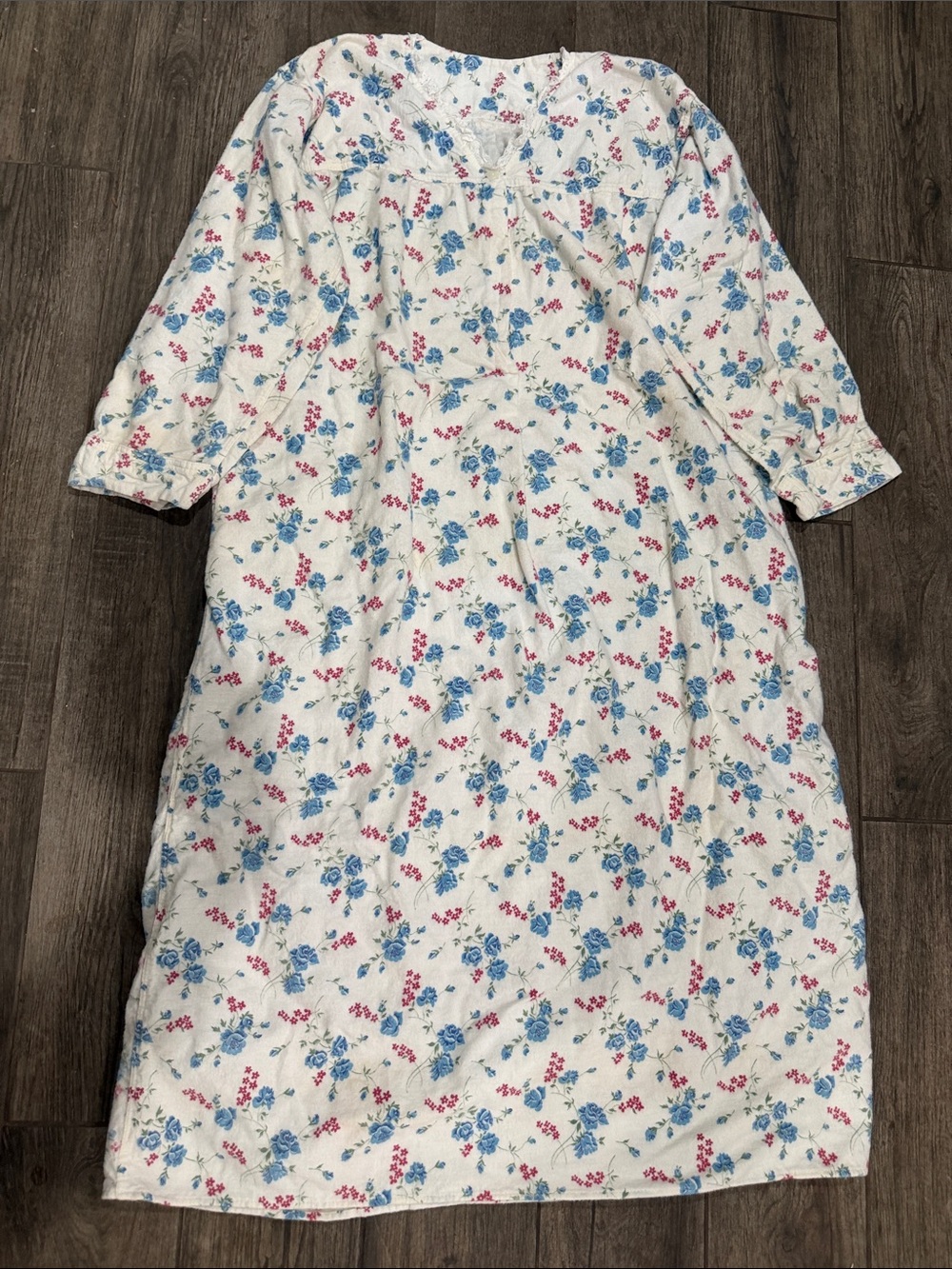 Vintage 80s Cotton Flannel Granny Gown